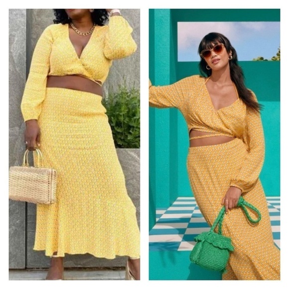 Rhode x Target Yellow Long Sleeve Crop Top Maxi Skirt Two Piece Set Size L NWT - Picture 2 of 14